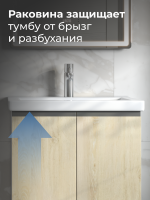 Тумба с раковиной Vigo Yuma 60 напольная, 2 дверцы, дуб давос