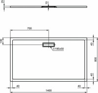 Поддон для душа Ideal Standard Ultra Flat New 140x80 прямоугольный с сифоном