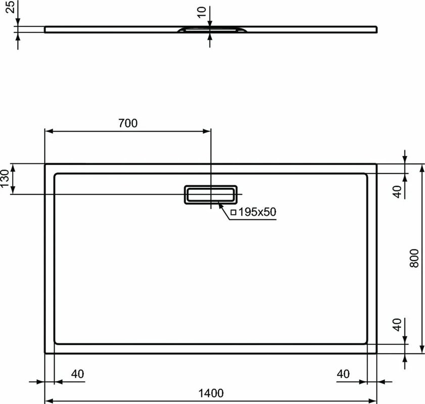 Поддон для душа Ideal Standard Ultra Flat New 140x80 прямоугольный с сифоном