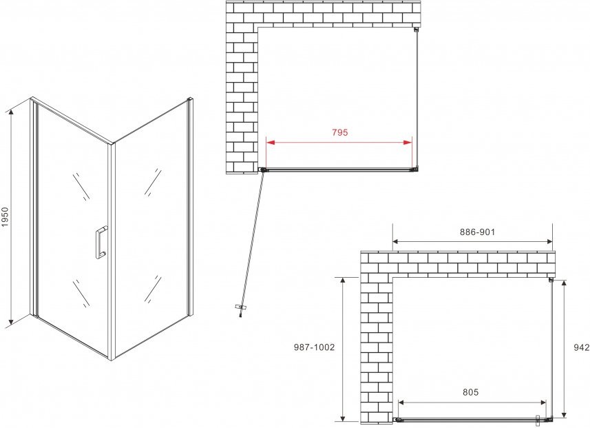 Душевой уголок Abber Sonnenstrand AG04090-S100 100x90, профиль хром, стекло прозрачное