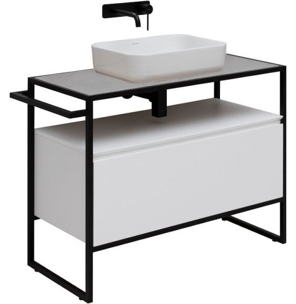 Тумба с раковиной Allen Brau Priority 100 напольная, белый матовый, столешница графит