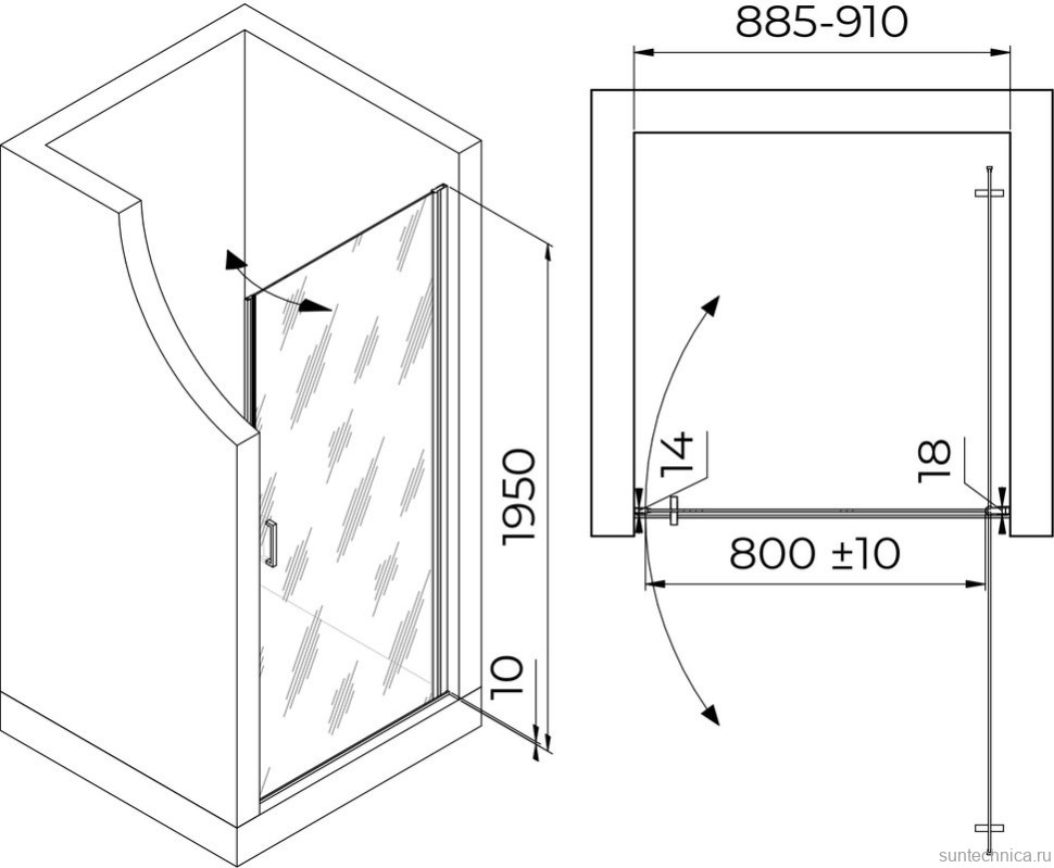 Душевая дверь в нишу RGW Leipzig LE-003-Gg 900х1950 профиль серый, стекло матовое