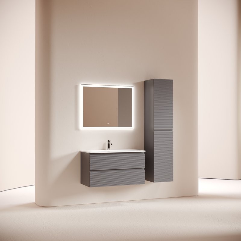 Тумба с раковиной Sancos Folk 90 подвесная, grey soft, раковина СN7019