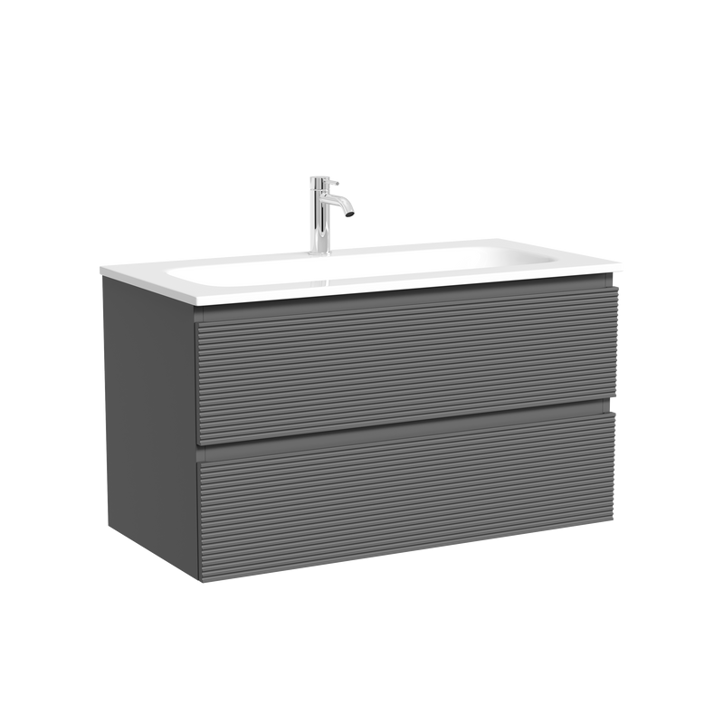 Тумба с раковиной Sancos Folk 90 подвесная, grey soft, раковина СN7019