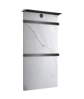 Полотенцесушитель электрический Wonzon & Woghand Stuttgart WW-A504W-GM 80x45 см, подключение справа, белый мрамор, темный графит, лесенка, с полкой