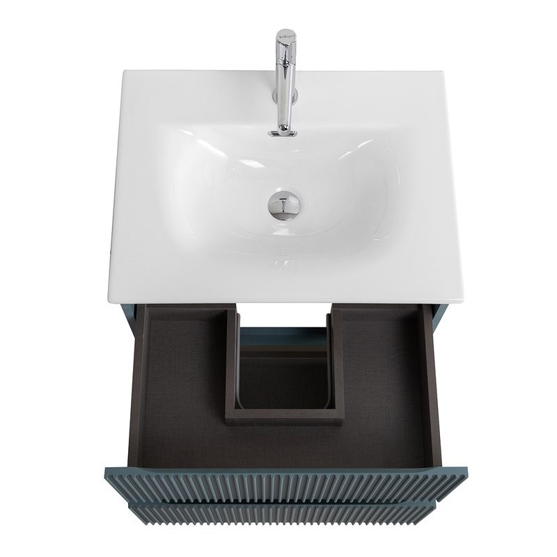 Мебель для ванной комнаты BelBagno Uno 70 подвесная, 2 ящика, матовая голубая