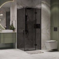 Душевой уголок Niagara Nova NG-2831-34BLACK 90x90, профиль черный матовый, стекло тонированное