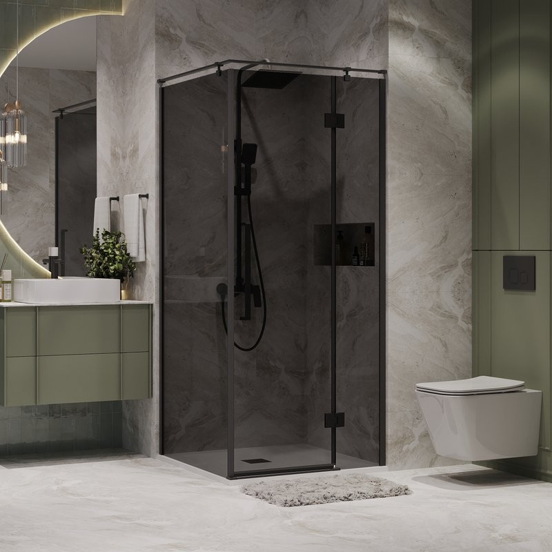 Душевой уголок Niagara Nova NG-2831-34BLACK 90x90, профиль черный матовый, стекло тонированное