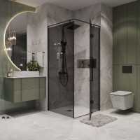 Душевой уголок Niagara Nova NG-2831-34BLACK 90x90, профиль черный матовый, стекло тонированное