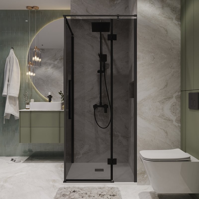 Душевой уголок Niagara Nova NG-2831-34BLACK 90x90, профиль черный матовый, стекло тонированное