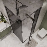 Душевой уголок Niagara Nova NG-2831-34BLACK 90x90, профиль черный матовый, стекло тонированное