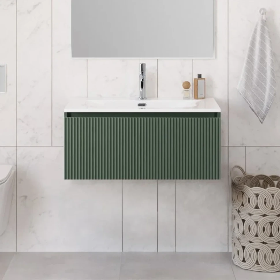 Тумба с раковиной BelBagno Uno 80 подвесная, 1 ящик, матовая еловая