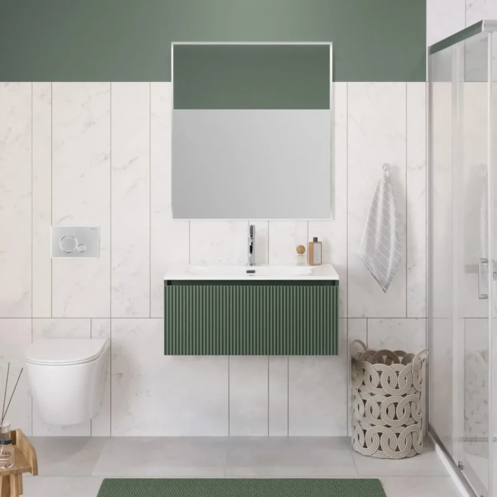 Тумба с раковиной BelBagno Uno 80 подвесная, 1 ящик, матовая еловая