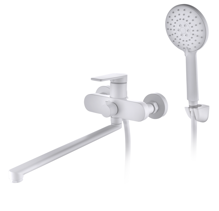 Смеситель с длинным изливом для ванны D&K Bayern.Fürth DA1523308 белый матовый