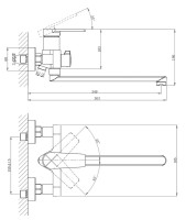 Смеситель с длинным изливом для ванны D&K Bayern.Fürth DA1523308 белый матовый