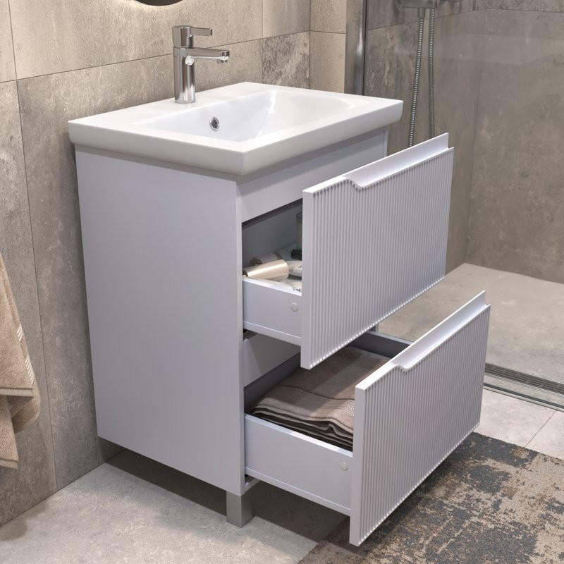 Мебель для ванной комнаты Vigo Neo 60 напольная, 2 ящика, матовая белая