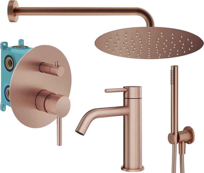 Комплект для ванной Plumberia Selection Ixo KITXO18RS53 С ВНУТРЕННЕЙ ЧАСТЬЮ, медь брашированная