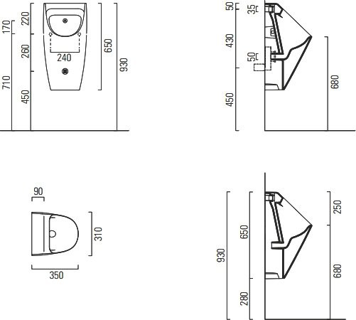 Писсуар подвесной GSI Community 9097FO11 белый, безободковый