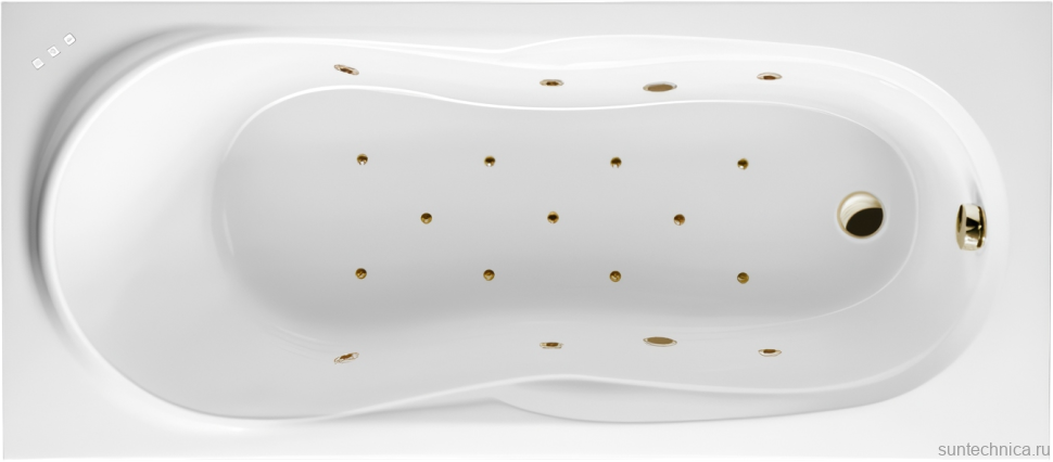 Акриловая ванна Excellent Sekwana Relax 170x75 см, встраиваемая, с гидромассажем, белая, с каркасом, со сливом-переливом, фурнитура бронза
