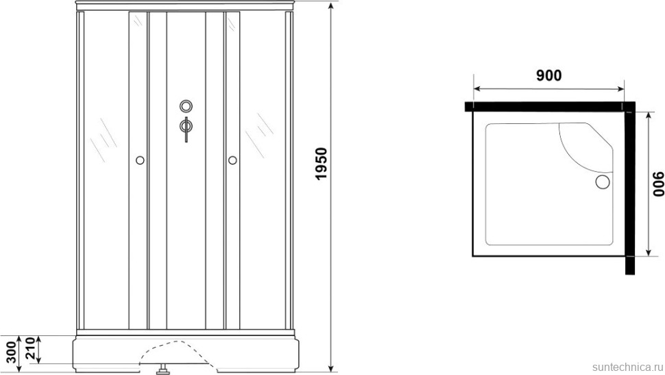 Душевая кабина Niagara Promo P90/26Q/MT/BK 90х90 см, без крыши