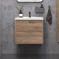 Тумба с раковиной SanStar Siva 50 подвесная, дуб веллингтон табак, раковина Фостер 50