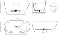 Ванна из искусственного камня Salini Sofia S-Sense 150x75 см, отдельностоящая, белая, овальная, с донным клапаном