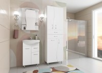 Шкаф пенал для ванной Style Line Эко Волна 70 с бельевой корзиной