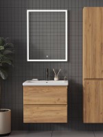 Мебель для ванной комнаты SanStar Riana 60 подвесная, дуб крафт золотой, раковина Como 60