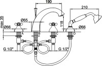 Смеситель на борт ванны Webert Ottocento OT730101065 бронза,