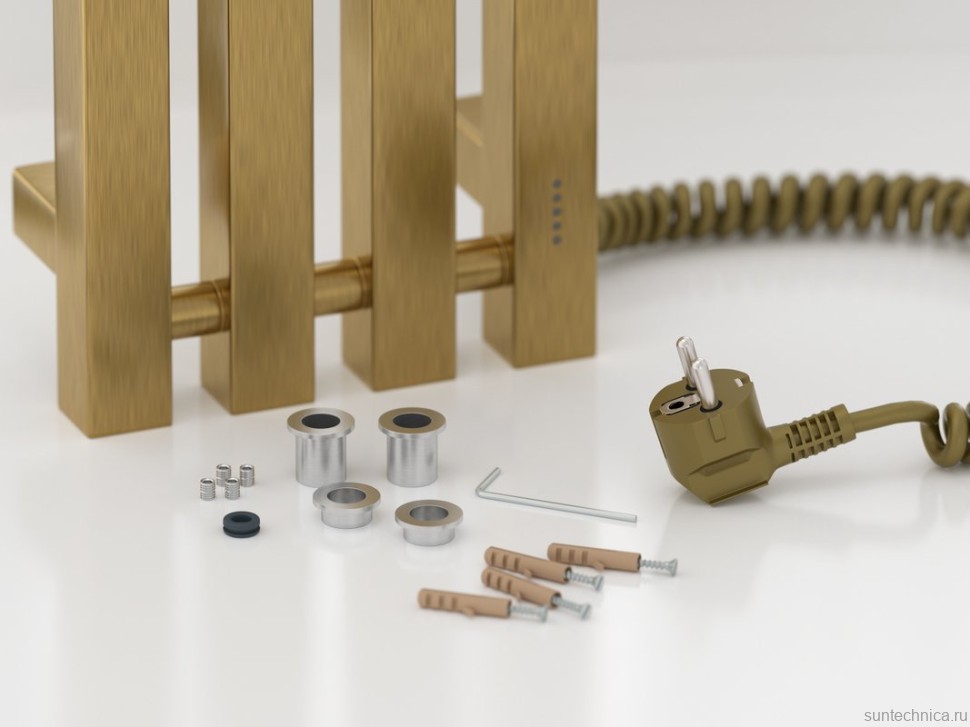 Полотенцесушитель электрический Сунержа Сатерленд 4.0 051-0853-1215 120x20 см, подключение справа, скрытое подключение справа, состаренная латунь, I-образный