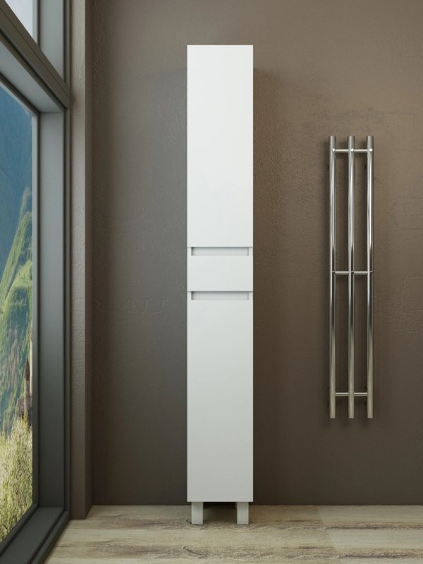 Шкаф-пенал для ванной Emmy Морган 26 напольный, белый