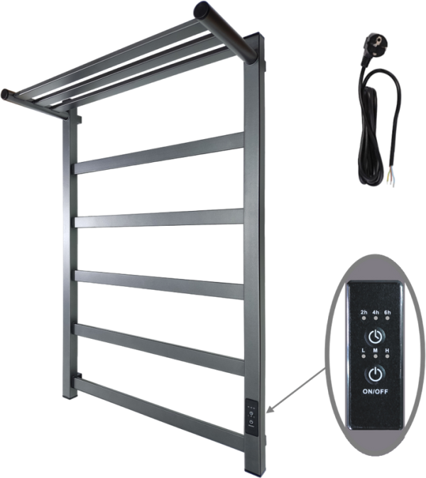 Полотенцесушитель электрический Маргроид 8110p профильный 8110p-8050-1083-7024 81х50, графитовый серый