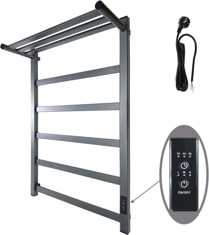 Полотенцесушитель электрический Маргроид 8110p профильный 8110p-8050-1083-7024 81х50, графитовый серый