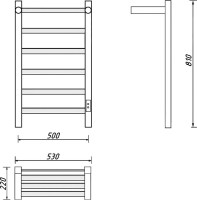 Полотенцесушитель электрический Маргроид 8110p профильный 8110p-8050-1083-7024 81х50, графитовый серый
