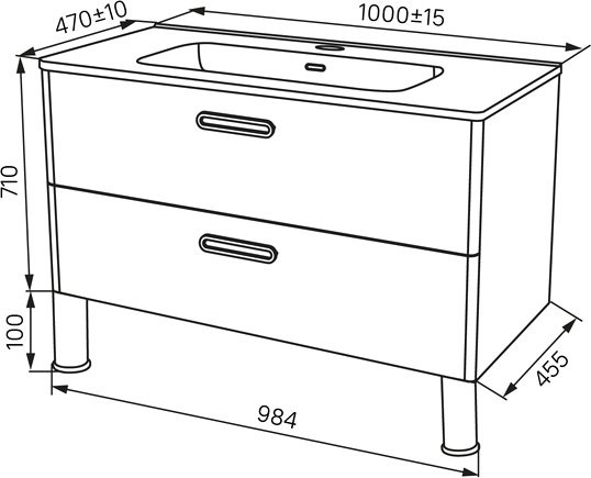 Тумба с раковиной IDDIS Brick 100 напольная