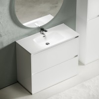 Тумба с раковиной Sancos Libra Floor 100 белый глянец, белая раковина CN7003