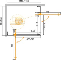 Душевой уголок Cezares Slider AH 2 70/80-100/110 C GM профиль оружейная сталь, стекло прозрачное
