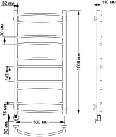 Полотенцесушитель электрический Secado Милан 2 105x55 см, подключение слева, бронза, лесенка, латунь