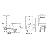 Унитаз-компакт напольный AZARIO Verona AZ-8301 безободковый, с микролифтом, глянцевый белый