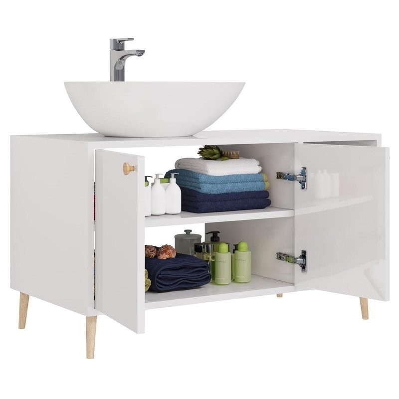 Тумба с раковиной Dreja Luno 100 напольная, со столешницей, белый глянец