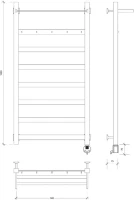 Полотенцесушитель электрический Secado Комано 1 КСП 105x55 см, подключение справа, матовый черный, лесенка, с полкой