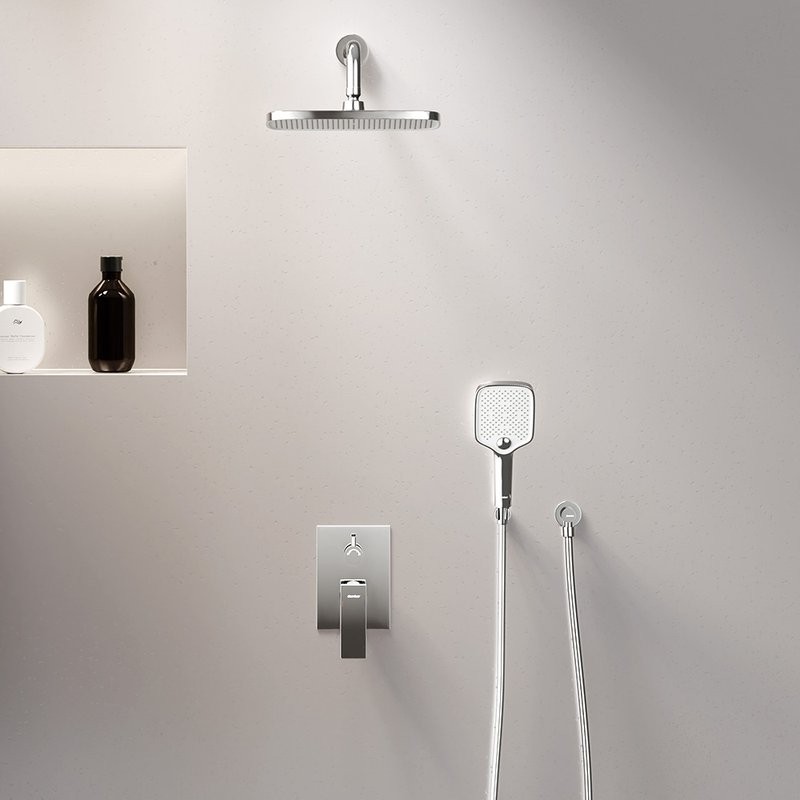 Душевая система с тропическим душем Damixa Gala 953520000 хром, скрытого монтажа, смеситель для 2 потребителей, верхний душ, встраиваемый душевой комплект, гарантия 10 лет, Дания