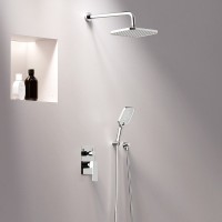 Душевая система с тропическим душем Damixa Gala 953520000 хром, скрытого монтажа, смеситель для 2 потребителей, верхний душ, встраиваемый душевой комплект, гарантия 10 лет, Дания