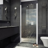Душевая дверь в нишу Maybahglass MGD-425-1 120 см, профиль матовый белый, стекло прозрачное