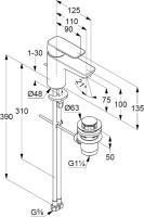 Смеситель для раковины Kludi Pure&Style 403820575 хром