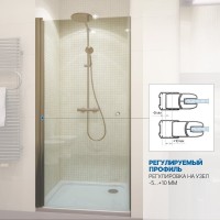 Душевая дверь в нишу Kubele DE020 DE020D601-CLN-BR- 65х200 65, профиль бронза светлая