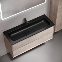 Тумба с раковиной Sancos Marmi 2.0 120 черная раковина, дуб галифакс натуральный