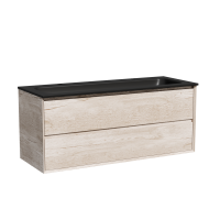 Тумба с раковиной Sancos Marmi 2.0 120 черная раковина, дуб галифакс натуральный