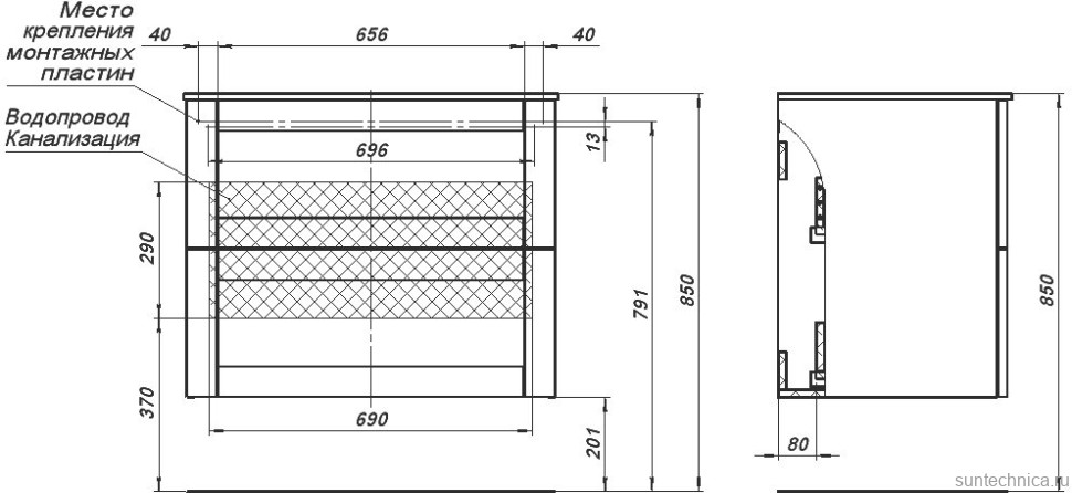 Мебель для ванной комнаты Aquanet Терра 80 подвесная, белая матовая