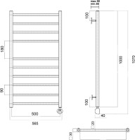 Полотенцесушитель электрический Domoterm Квадро П10 50x100, правый, золото
